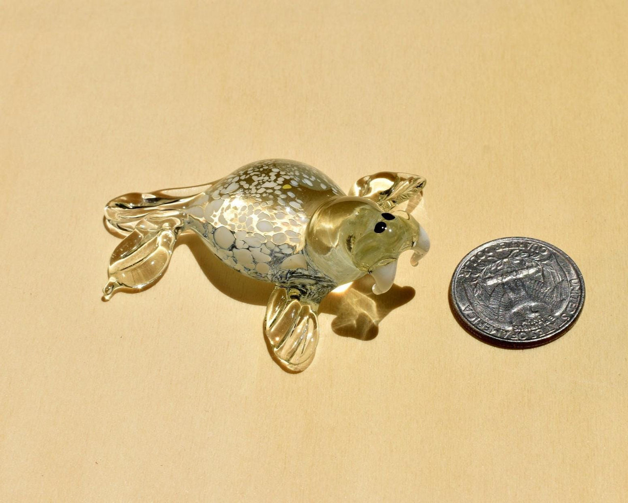 Glass Walrus Figurine, Blown Glass Animals, Coastal Decor, Miniature Glass Animals, Ocean Art, Spotted Walrus, Beach House Decor Gift
