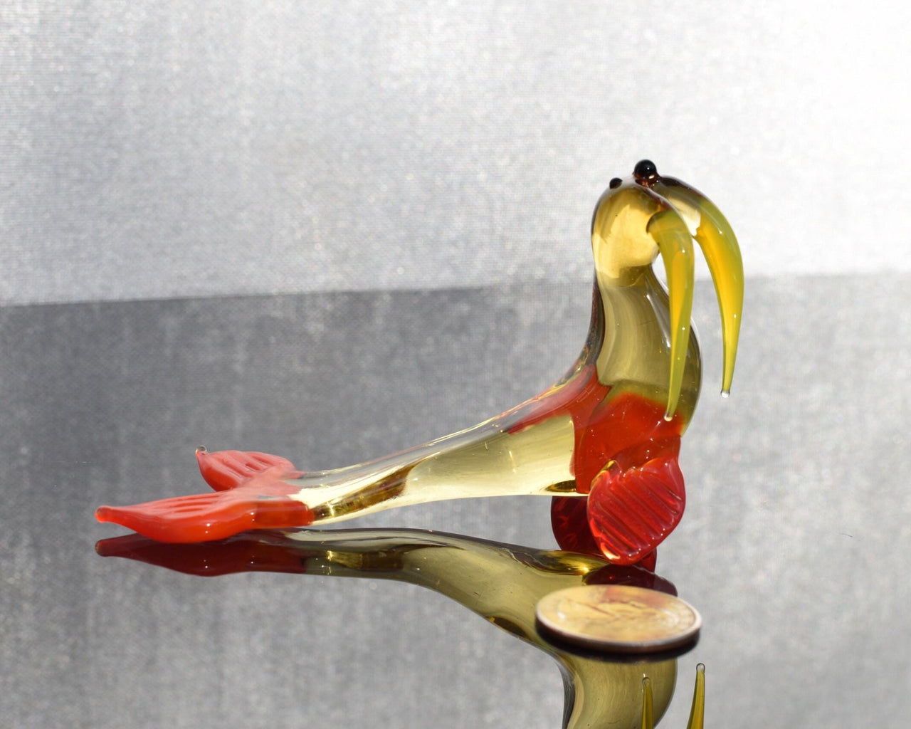 Walrus Figurine, Blown Glass Animals, Coastal Decor, Glass Animal Figurines, Miniature Glass, Ocean Decor Art, Beach House Decor Gift