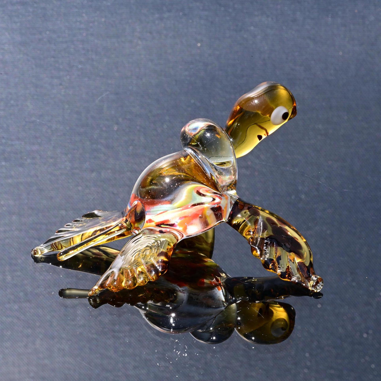 Sea Turtle Gifts, Large Glass Sea Turtle, Coastal Decor, Amber Turtle Figurine, Glass Animals, Ocean Art, Blown Glass Turtle Art Gift