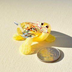 Turtle with Glasses, Librarian Gifts, Sea Turtle Gifts, Yellow Glass Turtle Figurine, Coastal Decor, Cute Glass Animals, Yellow Turtle