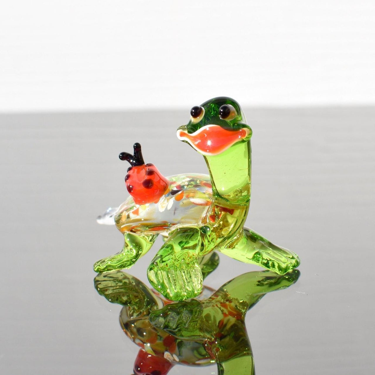 Sea Turtle Gifts, Glass Turtle Ladybug, Good Luck Gift, Coastal Decor, Blown Glass Animals, Turtle Figurine, Beach House Sea Turtle Decor