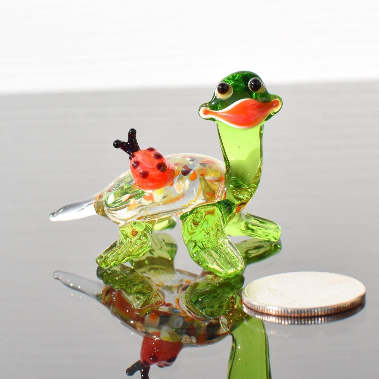 Sea Turtle Gifts, Glass Turtle Ladybug, Good Luck Gift, Coastal Decor, Blown Glass Animals, Turtle Figurine, Beach House Sea Turtle Decor
