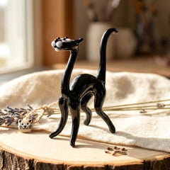 Black Cat, Glass Cat Figurine, Black Cat Statue, Glass Cat, Cat Figure, Cat Art, Glass Sculpture, Glass Animals, Cat Statue, Cats