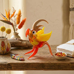 Orange Bird, Parrot Figurine, Gift for Bird Lovers, Glass Bird Sculpture, Hand Blown Glass Bird, Mothers Day Gifts, Parrot Statue Decor Art