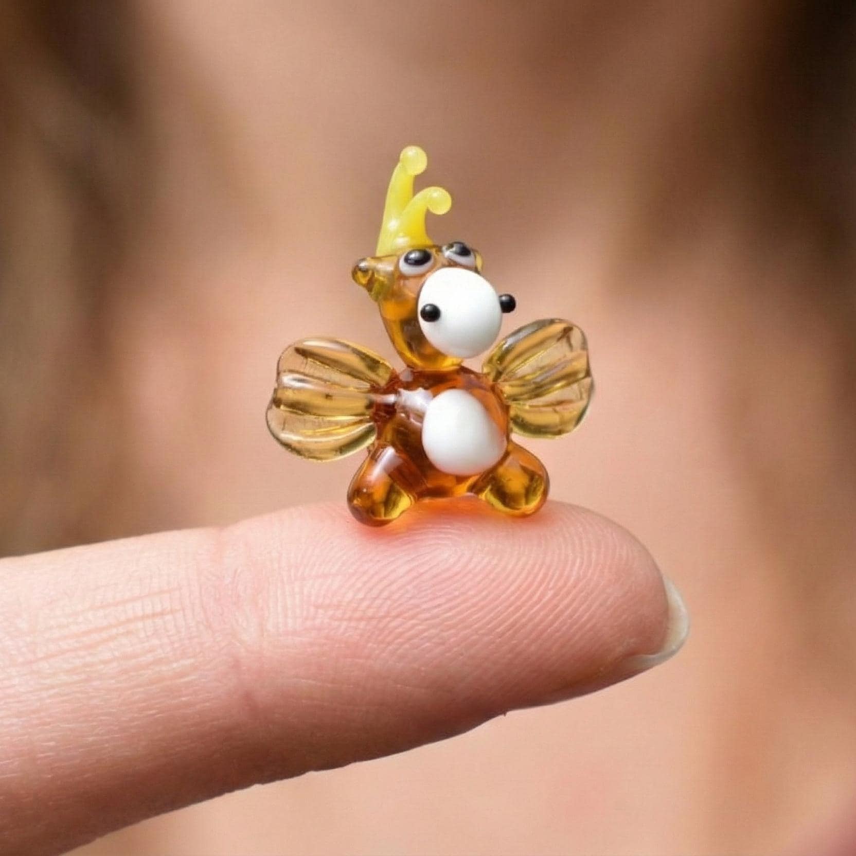 Dragon Miniature, Dragon Gifts, Tiny Glass Animals, Fantasy Miniatures, Yellow Glass Dragon, Mini Glass Animals, Dragon Statue, Amber Art