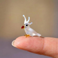 Cockatiel Figurine, Parrot, Tiny Glass Animals, Mini Cockatoo Figurine, Gift for Bird Lovers, Glass Bird Miniature, Blown Mini Glass Animals