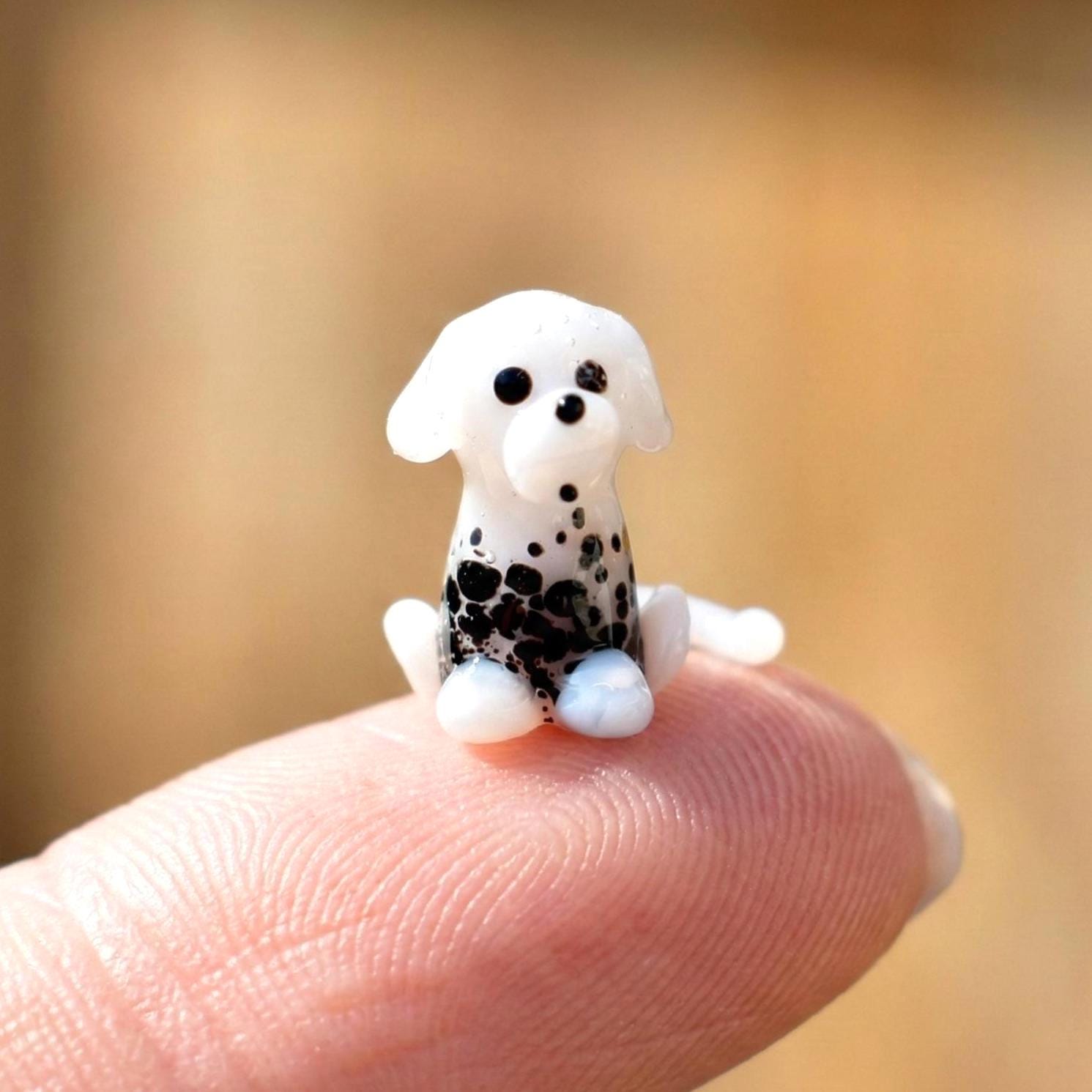 101 Days of School Dalmation Glass Dog Figurine, Tiny Glass Animals, Miniature Glass Animals, Spotted Dog, Glass Dog Art Puppy