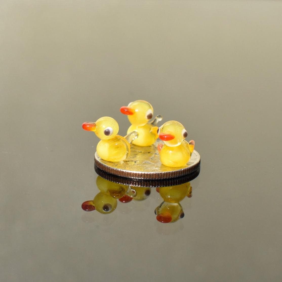 Mini Glass Ducks, Tiny Ducks, Mini Ducks, Lucky Duck Gift, Miniature Glass Ducks, Glass Duck Figurine, Small Duck Decor