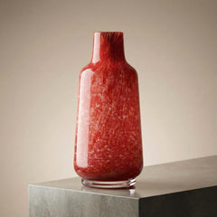 Hand Blown Red Glass Flower Vase