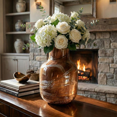 Golden Striped Large Glass Vase