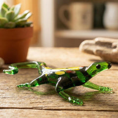 Handmade Glass Lizard, Salamander, Reptile Decor, Mini Glass Animals, Reptile Art, Glass Animals, Glass Sculpture, Green Lizard, Reptile