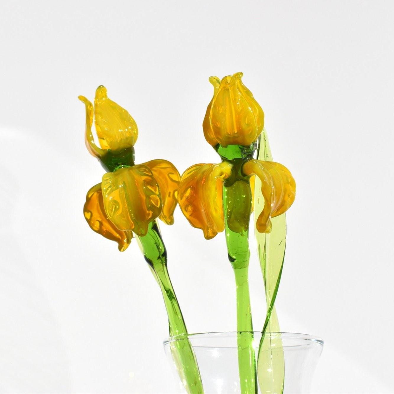 Glass Iris, Glass Birth Month Flower, Glass Flowers Bouquet, Glass Flowers, Forever Flowers, Spring Decor, Grandmas Garden Mothers Day Gifts