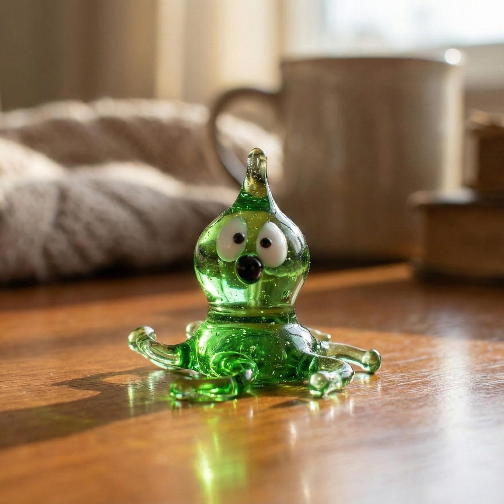 Blown Glass Octopus Figurine, Octopus Gift, Octopus Sculpture, Tiny Glass Animals, Mini Glass Animals, Octopus Decor, Glass Octopus Art