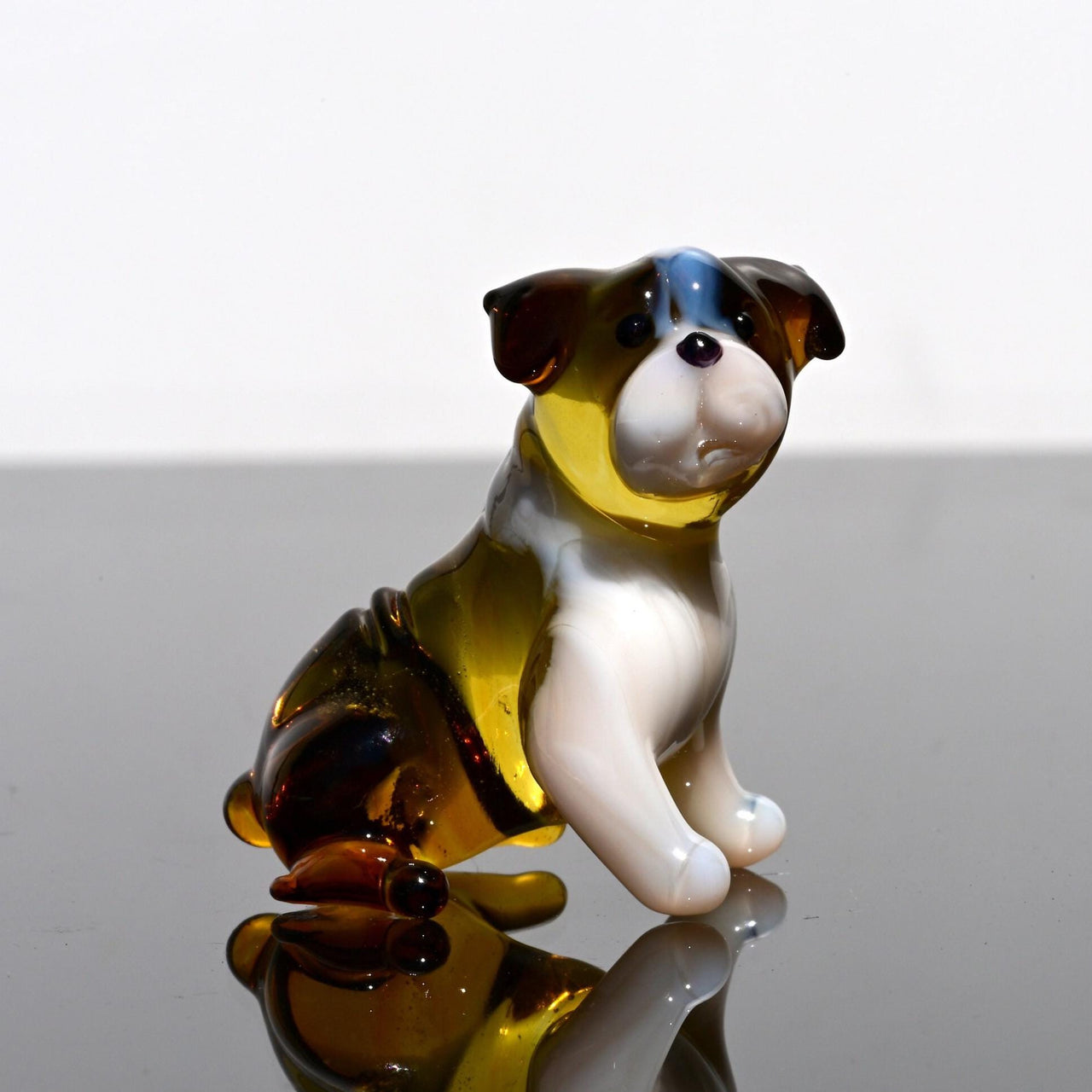 Glass English Bulldog, Dog Memorial Gift, English Bulldog Gifts, Sitting Glass Dog Figurine, Blown Glass Animals, Bulldog Decor
