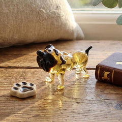 English Bulldog Figurine, Glass Dog Memorial Gift, English Bulldog Gifts, Blown Glass Animals, Bulldog Decor, Small Dog Statue