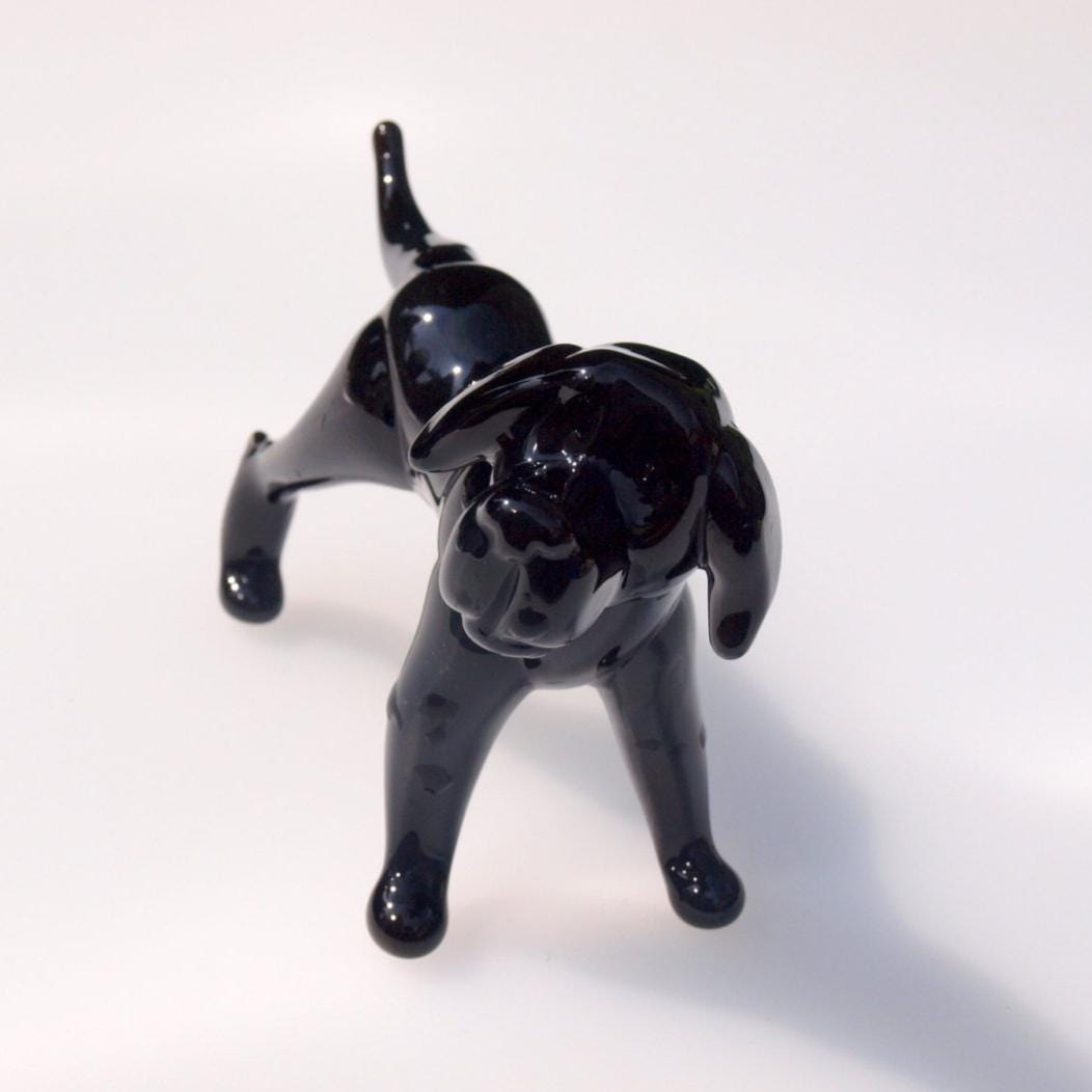 Black Labrador Figurine, Black Labrador Gifts, Black Lab Art, Dog Memorial Gift, Labrador Statue, Blown Glass Animals, Black Lab Decor