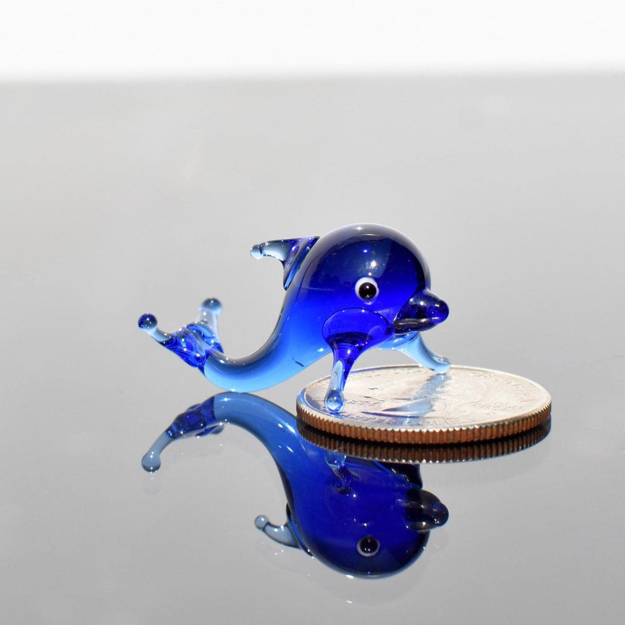 Glass Dolphin, Tiny Glass Animals, Miniature Glass Animals, Mini Glass Animals, Coastal Decor, Dolphin Gift, Lampwork, Blue Ocean Decor