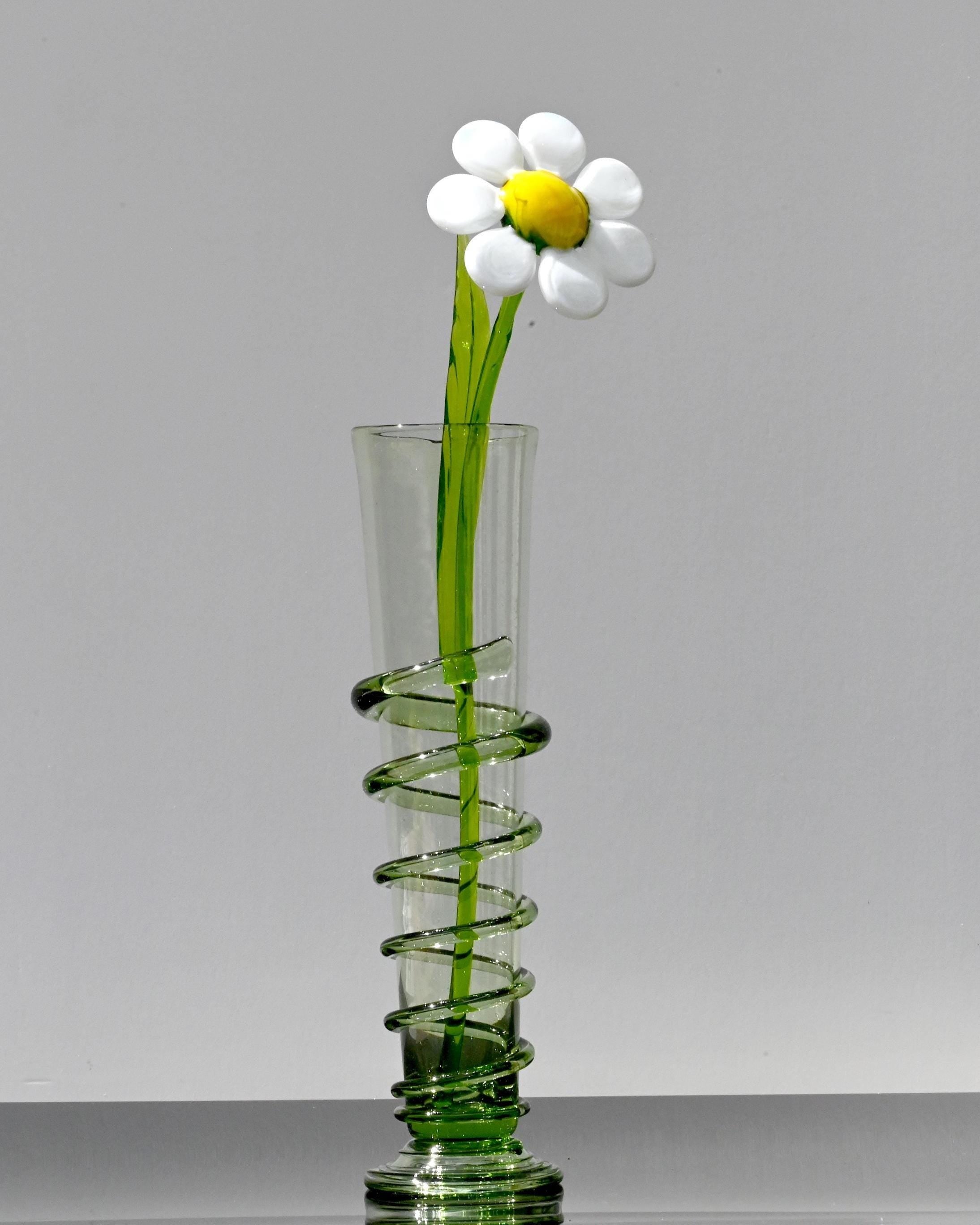 Glass Flowers in Vase, Glass Daisy Gifts, Glass Flowers Bouquet, Spring Decor, Glass Birth Month Flower, Mothers Day Gifts, Glass Flower Art