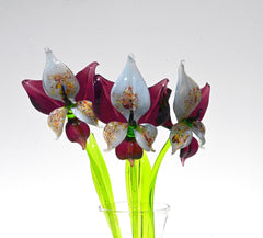 Deep Purple Glass Orchid Flower – Purple Glass Flowers Easter Gift - Handblown Glass Orchid Stem – Gift for Mothers Day & Anniversaries.