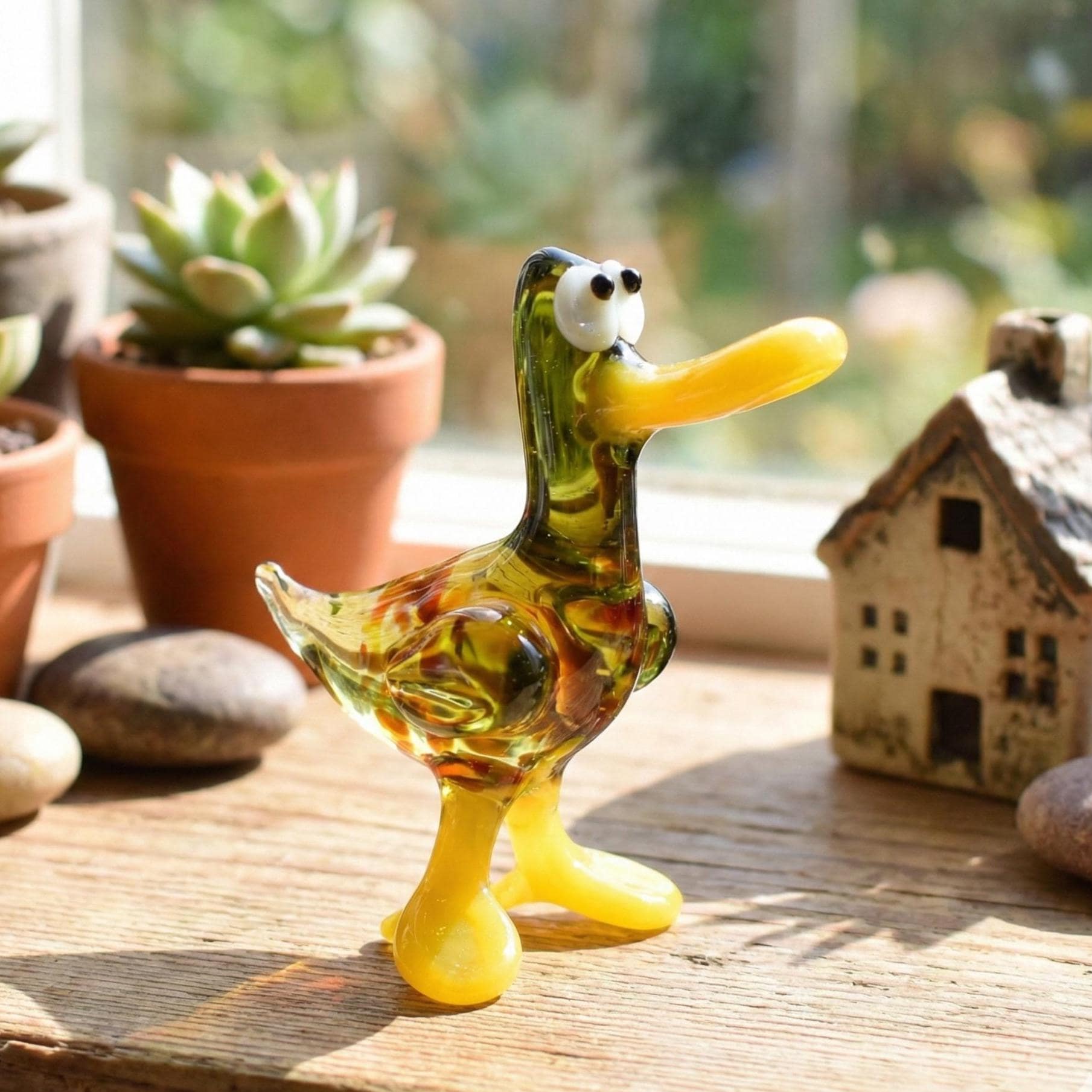 Mallard Duck Figurine, Glass Duck, Cruise Ducks, Mini Ducks, Lucky Duck Gift, Whimsical Glass Bird, Murano Duck, Gift for Bird Lovers