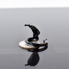 Glass Snake Decor, Tiny Glass Animals, Black Cobra, Year of the Snake, Snake Charm, Miniature Glass Animals, Snake Art Gift