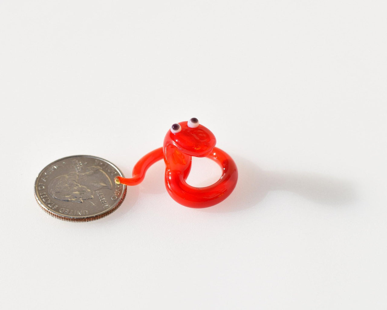 Glass Snake Charm Figurine, Tiny Glass Animals, Red Snake, Year of the Snake, Snake Charm, Miniature Glass Animals, Good Luck Snake Art