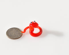 Glass Snake Charm Figurine, Tiny Glass Animals, Red Snake, Year of the Snake, Snake Charm, Miniature Glass Animals, Good Luck Snake Art
