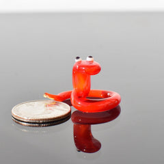 Glass Snake Charm Figurine, Tiny Glass Animals, Red Snake, Year of the Snake, Snake Charm, Miniature Glass Animals, Good Luck Snake Art