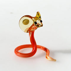 Snake Figurine Decor, Snake Art, Tiny Glass Animals, Glass Snake Cobra, Year of the Snake, Snake Charm, Miniature Glass Animals