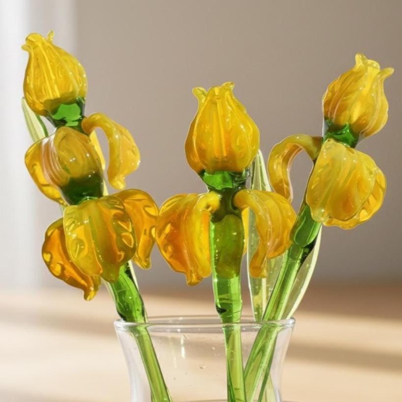 Glass Iris, Glass Birth Month Flower, Glass Flowers Bouquet, Glass Flowers, Forever Flowers, Spring Decor, Grandmas Garden Mothers Day Gifts