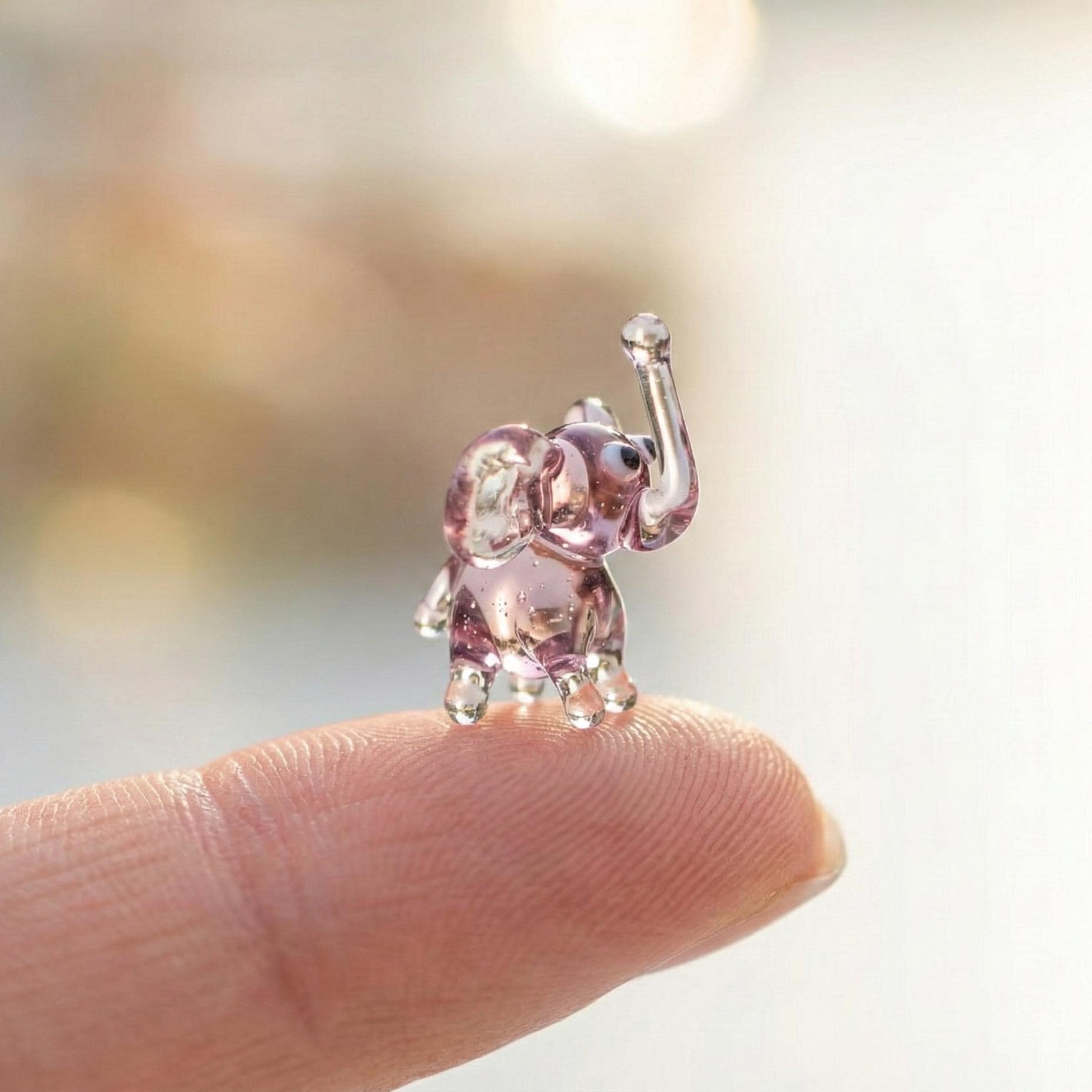 Elephant Gifts for Women, Baby Elephant, Pink Glass Elephant, Tiny Glass Animals, Glass Animals, Elephant Decor, Mini Glass Animals, Art