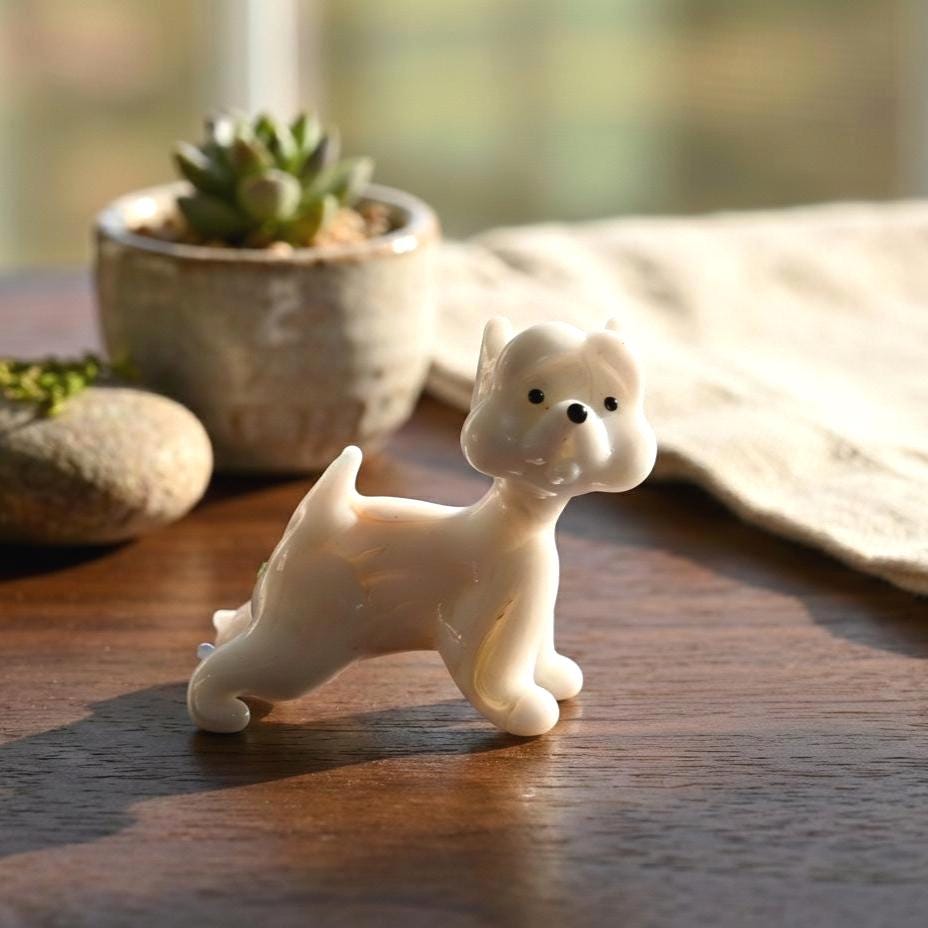 Glass Westie Figurine, Westie Gifts, West Highland White Terrier - White Dog Figurine - Westie Valentine - Dog Statue Gift for Her