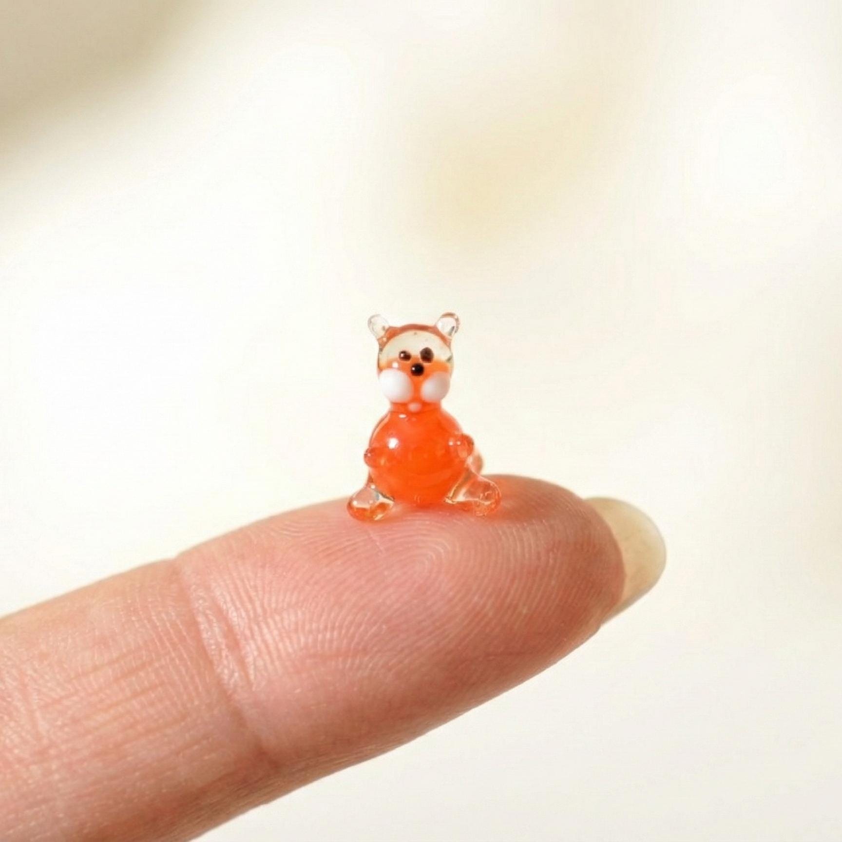 Tiny Glass Animals, Orange Cat Gifts, Mini Glass Animals, Glass Cat Figurine, Orange Cat Art, Glass Cat, Glass Animals, Glass Sculptures