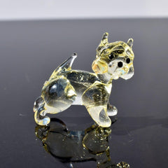 Glass Boston Terrier Dog, Boston Terrier Gifts, Glass Dog Figurine, French Bulldog, Champagne Glass Dog, Puppy, Dog Statue, Art, Amber Decor
