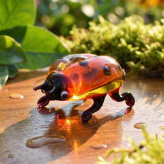 Glass Ladybug Sculpture, Ladybug Gifts, Ladybug Decor, Blown Glass Animals, Glass Animals, Red Ladybug, Art Glass, Insect Figurine Decor