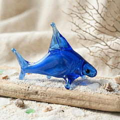 Shark Gifts, Shark Decor, Tiny Glass Animals, Shark, Glass Fish, Mini Glass Animals, Shark Art, Glass Animals, Shark Cake Topper