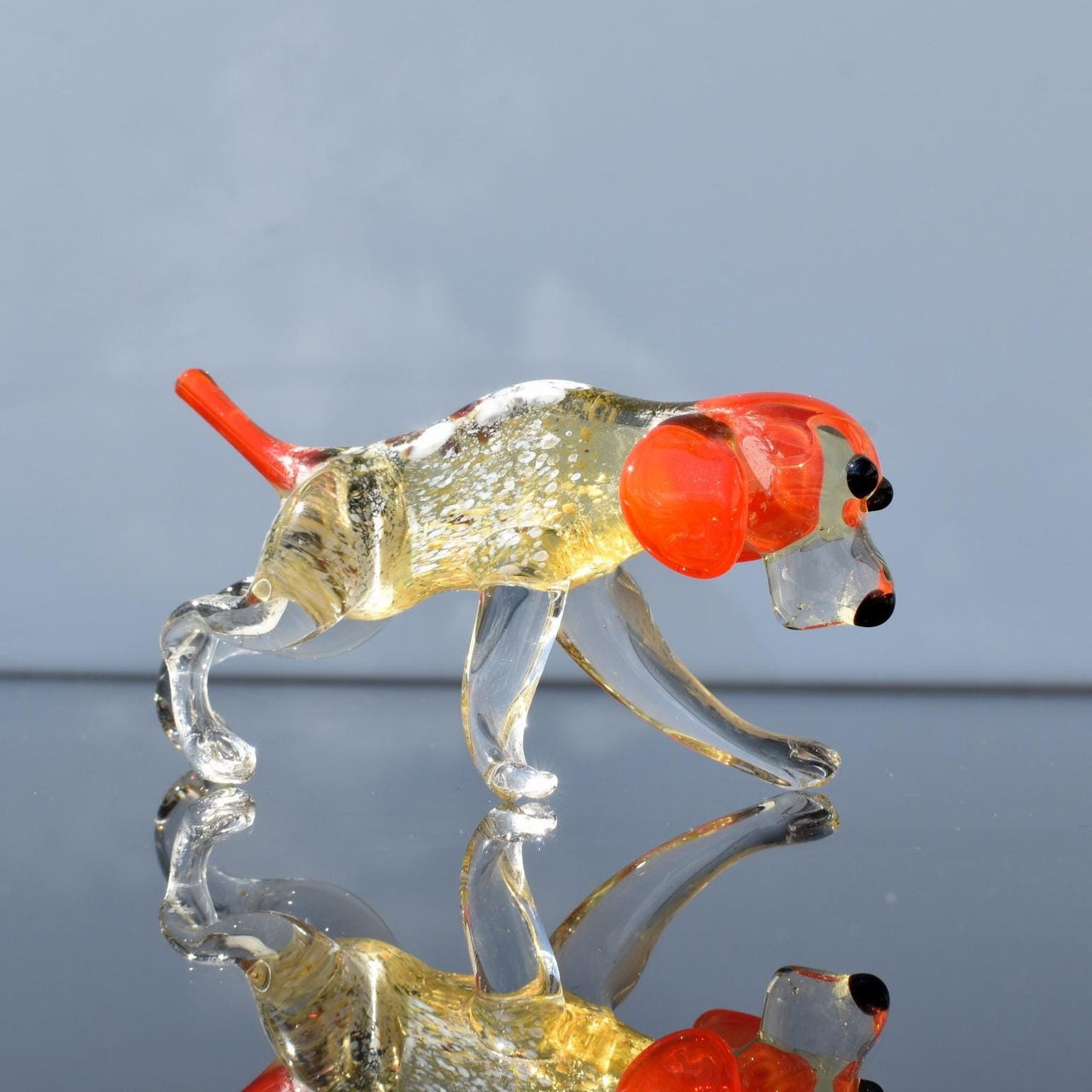 Hunting Dog, Brittany Spaniel, Dog Figurine, Dog Statue, Pointer Dog, Glass Animals, Bird Dog, Dog Memorial Gift, Glass Dog, Setter