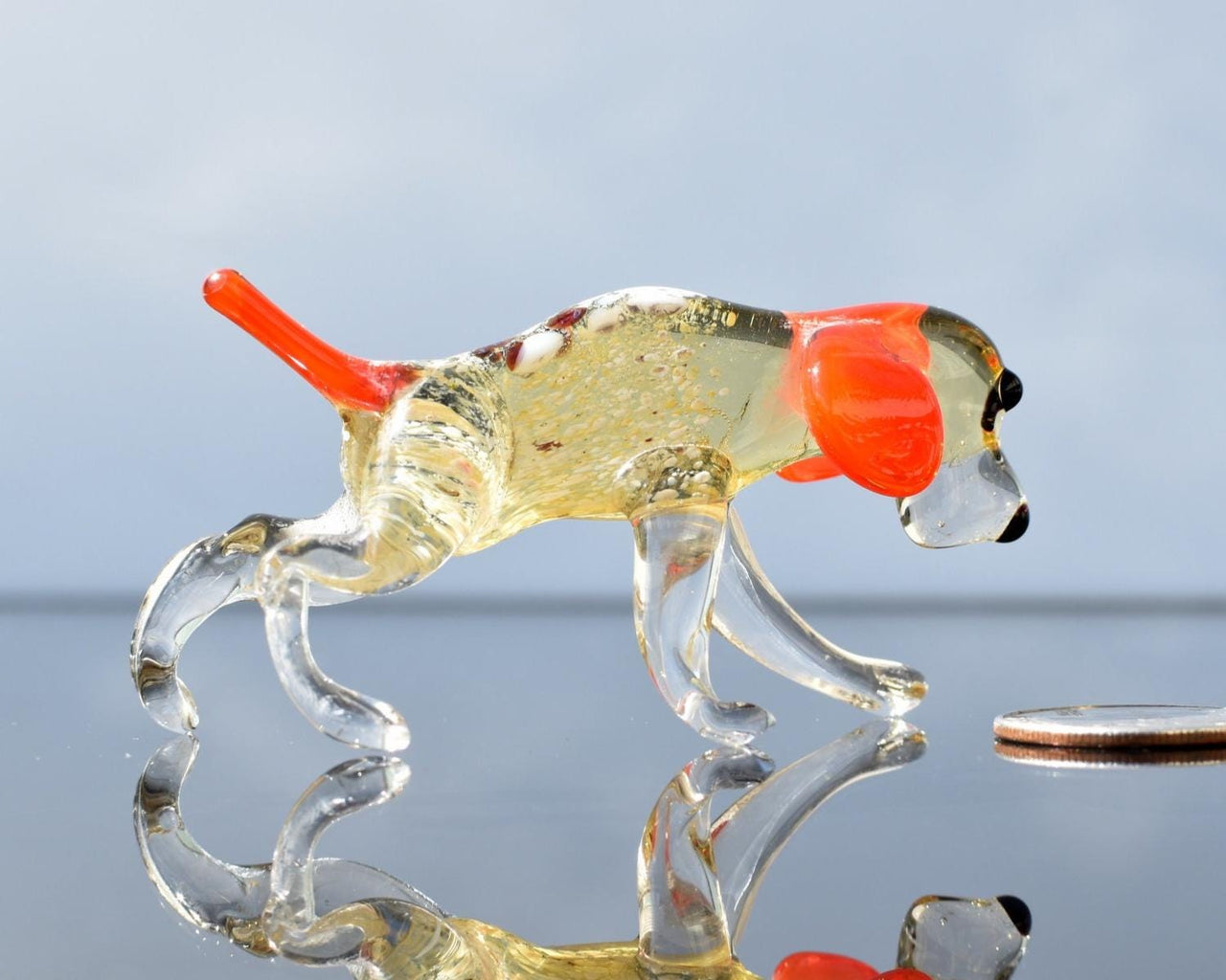 Hunting Dog, Brittany Spaniel, Dog Figurine, Dog Statue, Pointer Dog, Glass Animals, Bird Dog, Dog Memorial Gift, Glass Dog, Setter