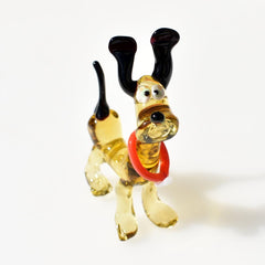 Cute Cartoon Dog Figurine, Whimsical Dog Statue, Glass Animals, Funny Puppy, Glass Dog Memorial Gift, Hound Dog, Amber Glass Art