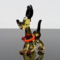 Whimsical Cartoon Dog Figurine, Dog Statue, Blown Glass Animals, Puppy, Dog Memorial Gift, Glass Dog, Hound Dog, Red Collar, Art