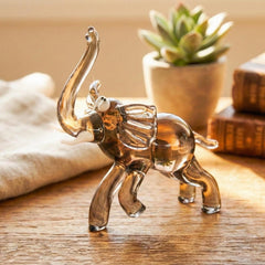 Elephant Decor, Elephant Statue, Elephant Figurine, Elephant Gifts, Glass Elephant, Elephant Art, Elephant Sculpture, Amber Glass, Statue