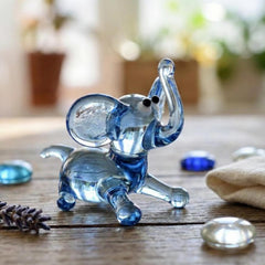 Blue Glass Elephant, Elephant Gifts, Elephant Figurine, Tiny Glass Animals, Glass Elephant, Elephant Decor, Baby Elephant, Mini Animals, Art