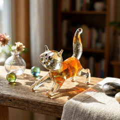 Orange Cat Gifts, Glass Cat Figurine, Orange Cat Art, Large Cat Statue, Glass Cat, Cat Figure, Cat Art, Glass Sculpture, Cats, Glass Animals