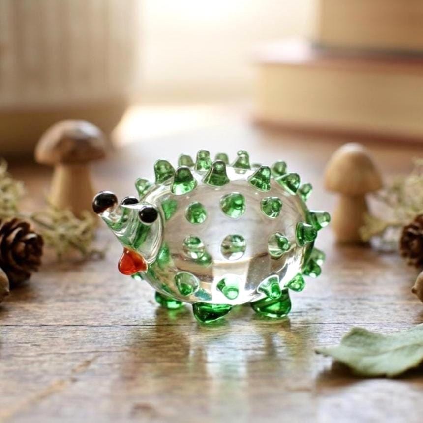 Glass Hedgehog, Hedgehog Gifts, Woodland Decor, Woodland Animals, Hand Blown Glass, Blown Glass Animals, Glass Sculpture, Mini Glass Animals