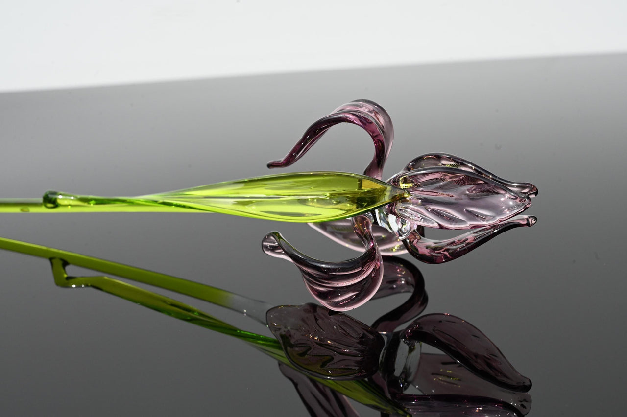 Glass Iris Flower, Purple Glass Flowers, Bearded Iris Gift, February Birth Flower Gift, Glass Birth Month Flower, Forever Flowers Glass Art