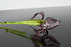 Glass Iris Flower, Purple Glass Flowers, Bearded Iris Gift, February Birth Flower Gift, Glass Birth Month Flower, Forever Flowers Glass Art