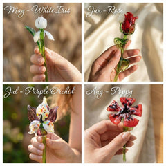 Glass Birth Month Flower, Birth Flower Bouquet, Birth Flower Gift for Mom, Birth Flower Glass, Grandmas Garden, Mothers Day Birthday Gifts