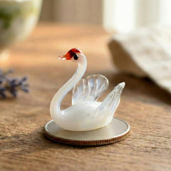Swan Cake Topper, Swan, Swan Figurine, Glass Swan, Swan Gifts, Tiny Glass Animals, White Swan, Mini Glass Animals, Wedding Cake Topper