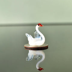 Black Swan, Swan Cake Topper, Tiny Glass Animals, Swan Figurine, Glass Swan, Swan Decor, Mini Glass Animals, Swan Gifts, Orange Beak