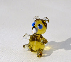 Glass Teddy Bear, Teddy Bear Decor, Glass Bear Figurine, Woodland Decor, Woodland Animal, Glass Sculpture, Glass Animals, Bear Figurine